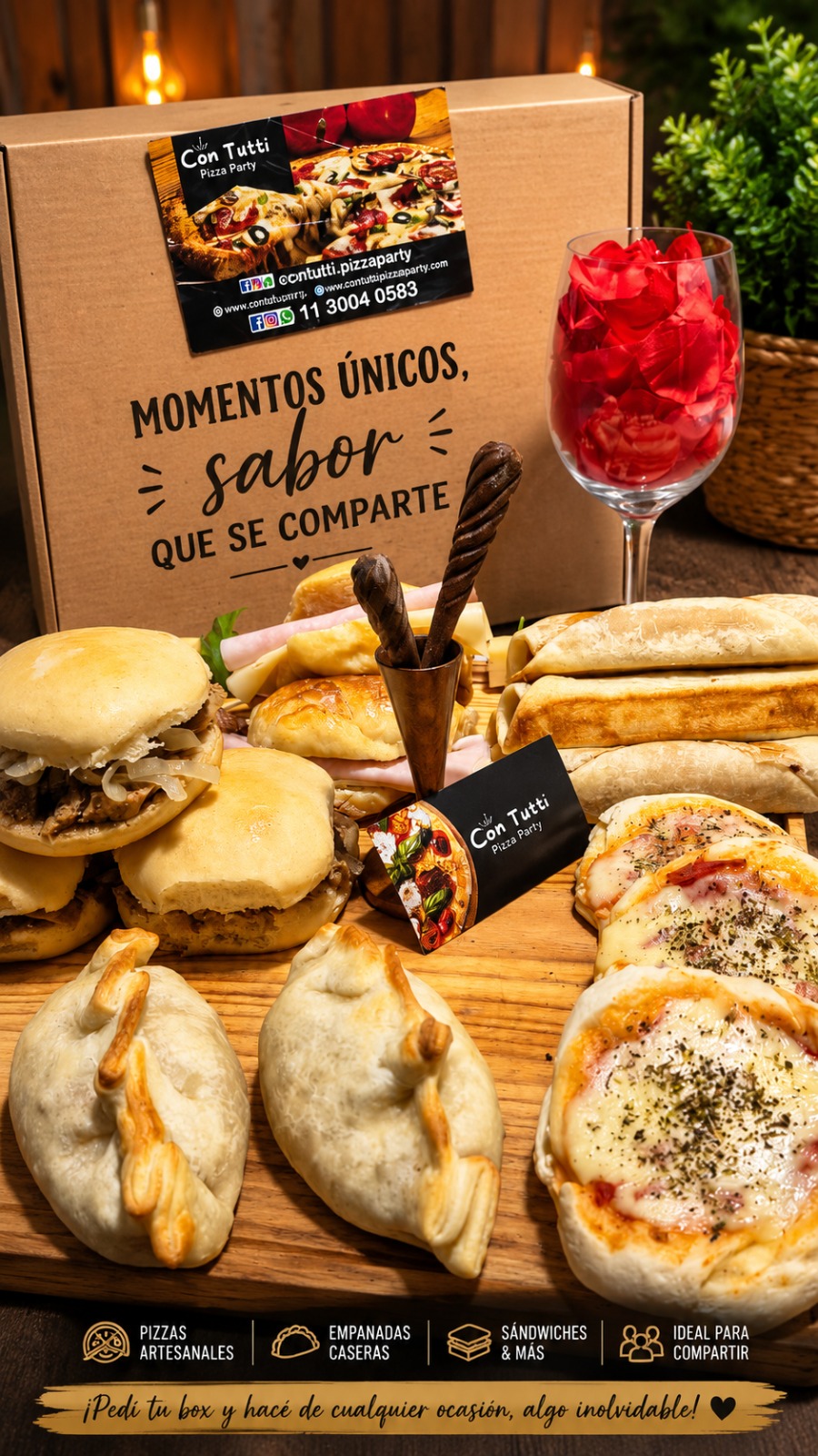 Box Con Tutti con empanadas, pizzas y más
